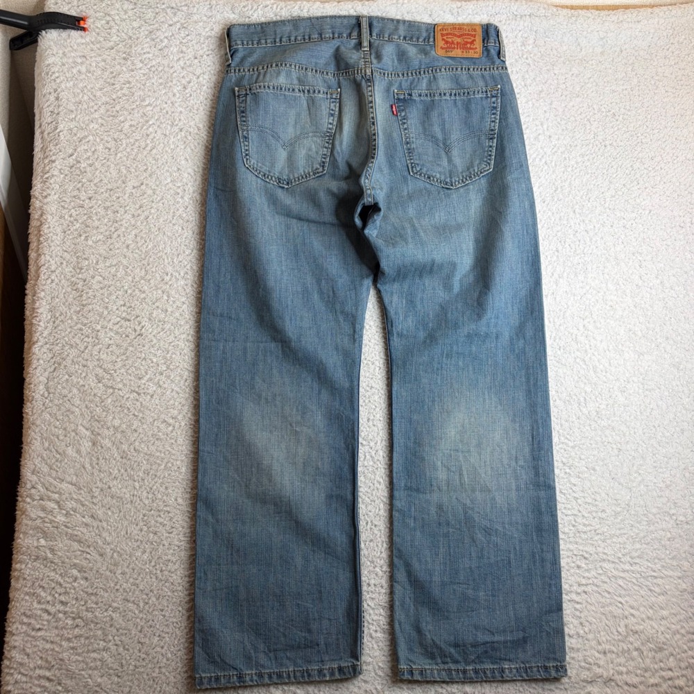Levis 569 Loose Straight Leg Jeans Mens 33x30 (36x30) Blue 100 Cotton Baggy